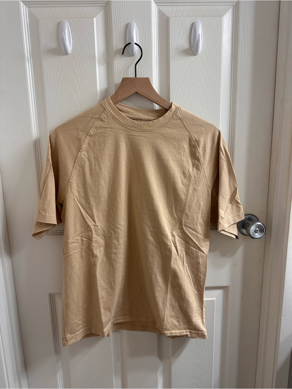 H&M Short-Sleeve Crewneck Tee in Tan